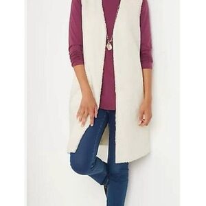 J Jill Pure Long Teddy Cream Sleeveless Vest